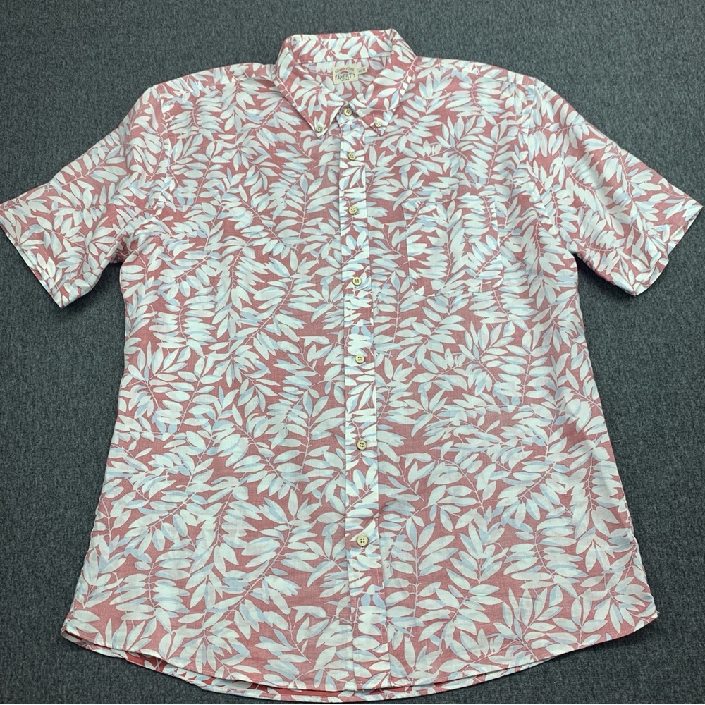 FAHERTY Men's red White Tropical Vacation Short Sleeve Button Up Shirt Size XXL